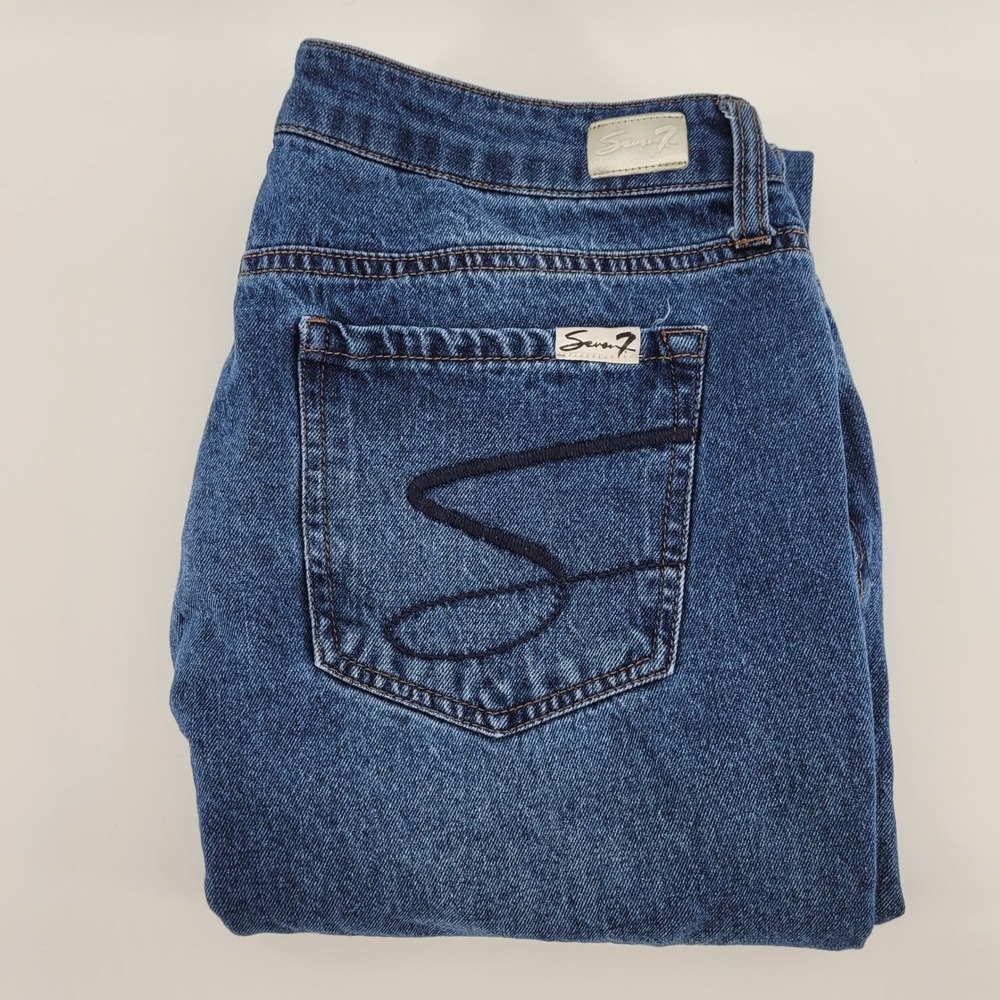 Seven 7 High Rise Tapered Skinny Jeans 12 Blue 100% Cotton Denim Womens